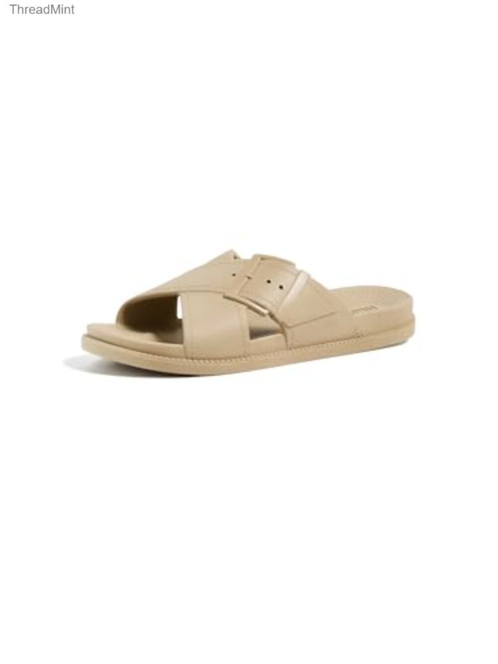 Women's Slide Sandals with Rubber Sole & Decorative Buckles